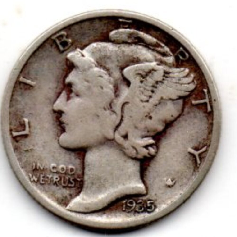 RARE- Estate Find -1935 Mercury Dime - 90% Silver - uncommon.